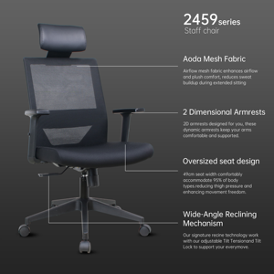 Chaise de <span class=keywords><strong>bureau</strong></span> ergonomique minimaliste en maille avec appui-tête, facile à nettoyer - Product Image 5