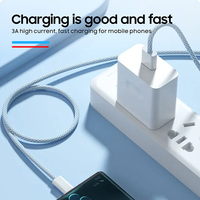 1M 2M Nylon trenzado PD 60W Cable USB 3,0 Cable de datos de carga con caja Fast 5A para IOS Pure Copper Type-c a Type-c
