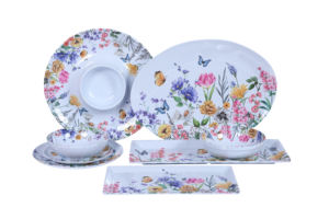 Colección de <span class=keywords><strong>Vajilla</strong></span> de <span class=keywords><strong>Melamina</strong></span> FoodSafe con Diseños Florales y de Mariposas para Uso Diario y Ocasiones Especiales - Product Image 2