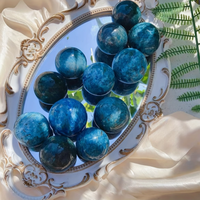 Sphère d'apatite bleue naturelle, guérison par le Reiki, boule de cristal polie sculptée à la main, sphère de pierre précieuse pour la décoration de la maison
