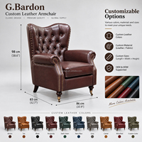 Ensemble de meubles de bar à cigares Chesterfield vintage de luxe, fauteuils capitonnés en cuir PU premium et table en bois massif pour salons