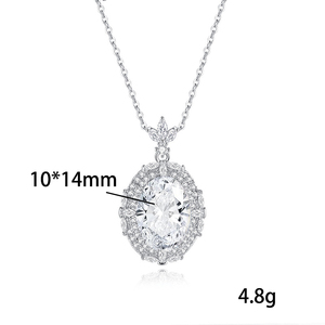 Collier avec pendentif en forme de feuille de fleur en pierre naturelle, coupe ovale, 925, 10x14mm, en argent sterling 925, bijoux de fête pour femmes - Product Image 6