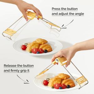 Hot Soup Plate Gripper Anti-Scald Folding Clip Multi Gear Adjustment Kitchen Heating Food Dish Bowl <b>Tongs</b> for Moving - Product Image 2
