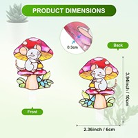 1 pièce Piquet décoratif de jardin en acrylique de 4 pouces, motif champignon et oiseau, imprimé UV et gravé au laser, style forêt naturelle rustique et charmant