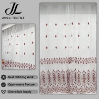 Gorden Jendela Transparan Bordir Bunga Ringan dengan Grommet, Bahan Voile Polyester 100% Lembut, Insulasi, Ramah Lingkungan, Peredam Kebisingan