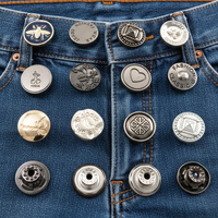 Boutons et rivets personnalisés en métal, alliage de zinc, laiton, 15mm-25mm, avec logo gravé en cristal, pour vêtements, jeans et denim.