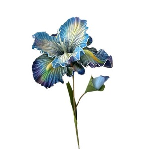 Fleur artificielle Iris double tête Alice, imprimée en 3D, pour décoration de mariage, absorbant les couleurs, pour l'exportation - Product Image 5