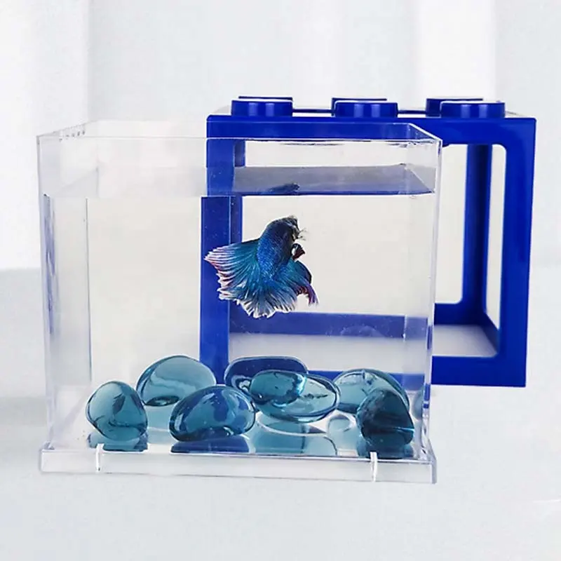 Rectangle Aquarium Artificielle Led Éclairage Fish Tank Betta Bowl Aquarium Cube Réservoir pour Balles D'algues Singes De Mer