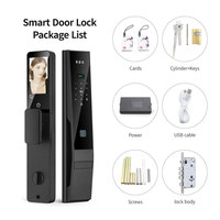 Serrure de porte électronique numérique intelligente Tuya WIFI avec empreinte digitale, mot de passe, reconnaissance faciale 3D, interphone et détection de paume PST-DDL4-TY