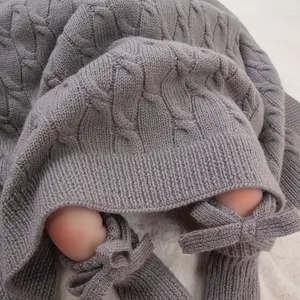 Couverture en laine cachemire avec crochet, pour bébé, en laine, tricot câble de luxe simple, ODM, OEM,