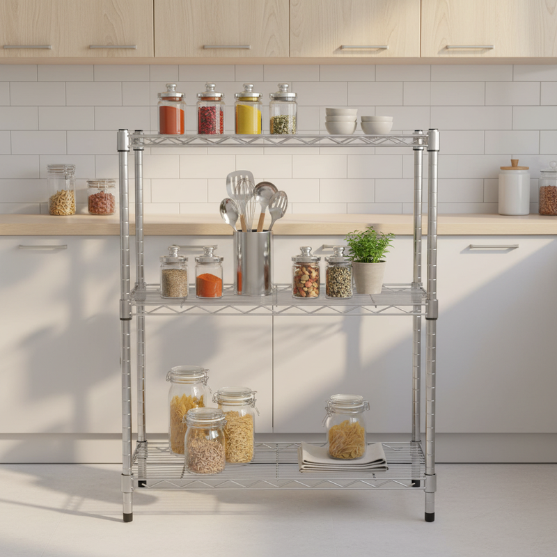 Chromed Steel Kitchen Wire Mesh Shelf