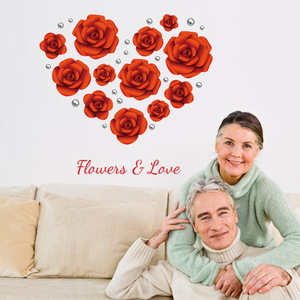 Autocollant mural en forme de cœur et de rose, 60x90cm, en PVC, imperméable, décoration moderne pour la maison, chambre à coucher, salon, saint-valentin - Product Image 1