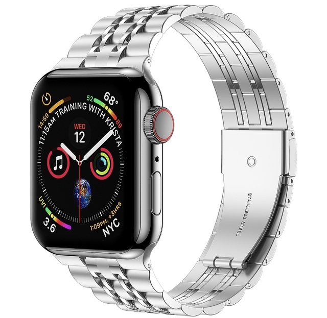 KeepWin 38/40/41 42/44/45/49mm Diver Dual Metal Grey Rose Gold Stainless Steel Metal Bracelet Watch Band for Apple 9 8 7 6 5 SE