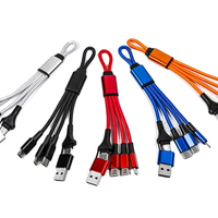 Câble de charge multi-nylon 5-en-1 porte-clés, promotionnel, personnalisable avec logo, gadgets électroniques uniques pour iPhone 15 16 17