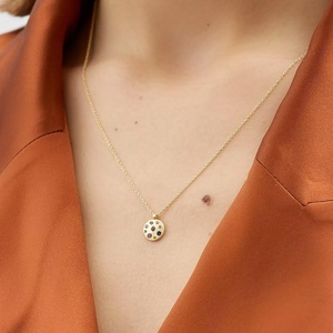 Collier pendentif disque en argent sterling 925 plaqué or 18 carats avec zircon cubique arc-en-ciel et saphir, vente chaude - Product Image 3