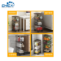Wheeled5 Niveau Mobile Rack De Stockage Chariot Organisateur En Acier Inoxydable Cuisine Organisateurs Ménage Chariot Mobile Chariot Étagère