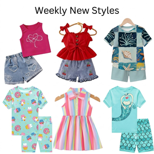 Children's Other <b>Summer</b> Outfits Sets with Short Sleeve Shirts Shorts Various Colors Prints for Toddlers Mix Material Made China - Product Image 4