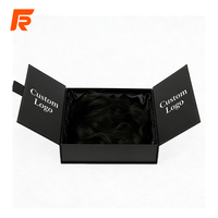 Caja de Empaque de Doble Puerta para Pelucas de Cabello Humano Negro de Lujo, Impermeable, Personalizada, con Satén de Seda y Relieve