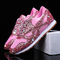 Nouvelle mode femmes paillettes sans nom marque chaussures baskets sport 2025 plat marche décontracté usine Jinjiang Chaussures usine