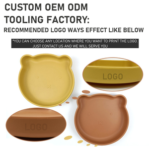 <span class=keywords><strong>Assiette</strong></span> en silicone sans BPA pour tout-petits en forme d'ours Platon de qualité alimentaire, bol à fond à aspiration forte sur <span class=keywords><strong>la</strong></span> <span class=keywords><strong>table</strong></span>, ensemble de sevrage pour bébés - Product Image 6