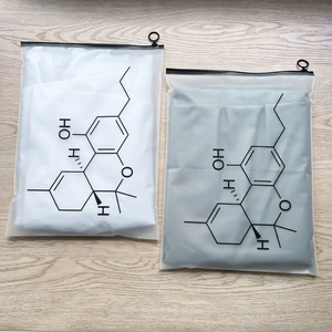 Sacs refermables givrés à fermeture éclair avec impression offset – Logo personnalisé, icônes sociales, sacs en PE pour vêtements et produits de beauté - Product Image 1