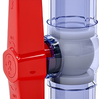 Vanne à boisseau sphérique en PVC transparent DN15-DN50, raccord union, manuelle, en plastique, avec poignée papillon rouge pour l'eau