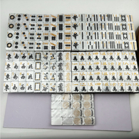 Grosir Pabrik Set Mahjong Amerika hitam 160 34mm ubin Mahjong akrilik pola Logo warna-warni Set Mahjong