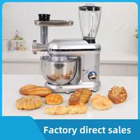 Robot pâtissier sur socle 5,5 L 1400 W, 6 vitesses, pétrin planétaire, mélangeur de gâteaux et aliments avec bol en acier inoxydable 304, machine de cuisine 5 en 1