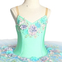 Tutu de ballet professionnel ET23005 pour filles, jaune et rose, style pancake, avec fleurs 3D colorées et strass, pour compétition et scène, fourniture directe usine
