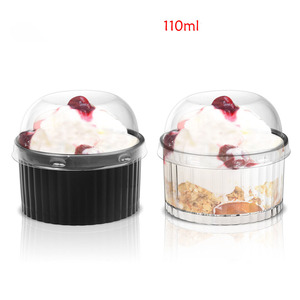80 100 110 150ml nhựa trong suốt vòng tráng miệng cup rõ ràng màu đen buffy Vòng Ice Cream Jelly cup với nắp cho tiệc cưới - Product Image 4