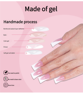 Embouts d'ongles en gel souple français en acrylique naturel à couverture complète de marque privée, fabriqués à la main, conception préfabriquée de canard, à poser sur les ongles - Product Image 3