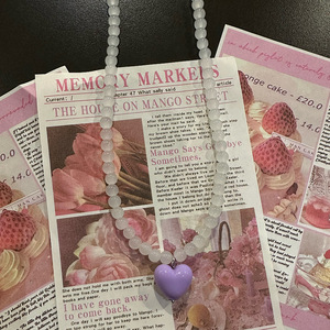 Collar de Cuentas con Forma de Corazón de Melocotón, Colorido <span class=keywords><strong>y</strong></span> Contrastante, Estilo Coreano Dongdaemun, <span class=keywords><strong>Serie</strong></span> Macaron, Color Caramelo, Deportivo, para Clavícula - Product Image 6