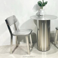 Ensemble de table basse de bistrot d'extérieur en acier inoxydable de 75 cm de hauteur pour salon, restaurant ou salle à manger - Design industriel