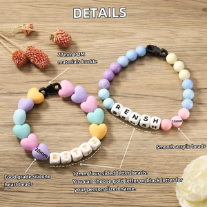 Collar personalizado con nombre de perro y gato con cuentas de corazón de color - Product Image 4