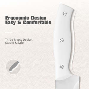 Juego de Cuchillos de Cocina de Acero al Carbono Blanco de 15 Piezas con Soporte para Cuchillos, Afilador Interno y Tijeras de Cocina - Product Image 5