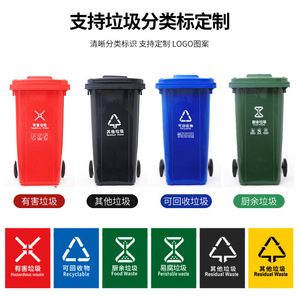 ถังขยะกลางแจ้งขนาดใหญ่ 240 ลิตร พลาสติกหนา ใช้เท้าเหยียบ ฝาปิดทรงสี่เหลี่ยม สำหรับติดตั้งบนรถพ่วง แยกประเภทขยะได้ - Product Image 5