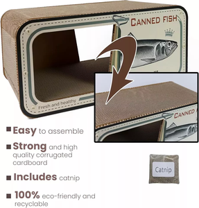 Grosir karton bergelombang dua lapisan mewah papan gores kucing ikan kaleng multifungsi mainan hewan peliharaan untuk karton Halloween - Product Image 6