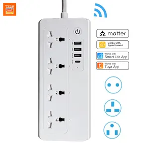 TYSH Matter Smart Home Socket Universal Surge Protector Power Strip App Control Tuya Smart Wifi Power Strip Extension Socket