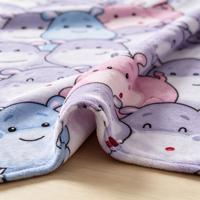Plaid en flanelle imprimé numériquement, motif hippopotame de dessin animé, taille standard, idéal pour canapé, lit, pieds et chambre d'enfant