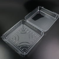 Boîte de boulangerie carrée en plastique haute transparence, en PET de qualité alimentaire, jetable, avec couvercle à charnière, pour croissants, beignets et pain