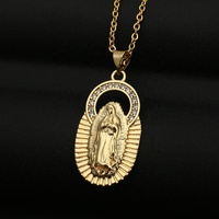 Collier pendentif Vierge Marie catholique en cuivre micro-serti de zircon coloré, vente en gros d'accessoires religieux JML Factory