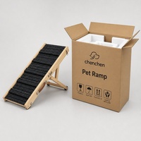 Rampe pour animaux de compagnie en bois naturel pour petits chiens, compacte, 88 cm, pliable, surface antidérapante en tapis, rampe pour chien pour canapé-lit, hauteur réglable