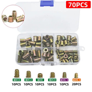 Zinc Alloy Threaded Insert Nut Kit 230pcs M3 M4 M5 M6 M8 M10 Wood Furniture Fasteners Pre Embedded Nuts Set - Product Image 5