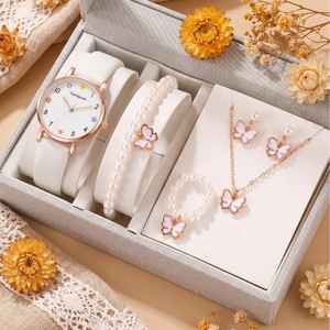 Nouvelle Série 2026 – Coffret Cadeau Montre Élégante pour Femme – Télémètre Numérique Simple Blanc + Accessoires Papillon - Product Image 1