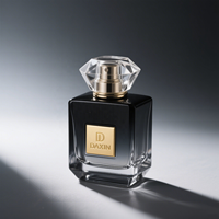Flacon de parfum en verre coloré personnalisé OEM&ODM avec bouchon diamant unique, boîte cadeau en papier noir et or de qualité supérieure