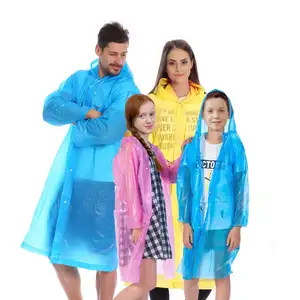 EVA เสื้อกันฝนแบบใช้ซ้ำได้,เสื้อโค้ทกันฝนพร้อมฮู้ดเสื้อกันฝนสำหรับเล่นกีฬา