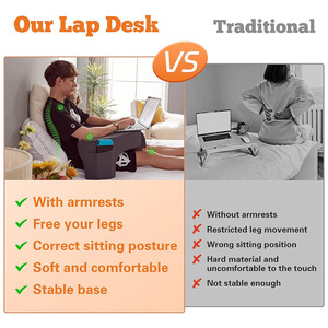 Laptop Stand With Storage Pockets For Bed Desk Use <b>Memory</b> <b>Foam</b> <b>Cushion</b> Support For Laptops Gaming Comfortable Home Office Use - Product Image 2