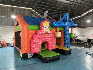 Château gonflable combiné avec toboggan pour fête sur le thème du chantier <span class=keywords><strong>de</strong></span> construction <span class=keywords><strong>de</strong></span> grue à <span class=keywords><strong>tour</strong></span> commerciale avec souffleur - Product Image 5