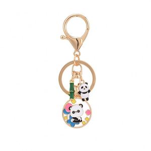 Porte-clés Panda Style Chinois - Breloque Mignonne en Bambou et Alliage Métallique, Pendentif de Sac d'Inspiration Asiatique, Accessoire Cadeau en Gros - Product Image 5