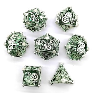 Deskjoy - Juego de 7 dados poliédricos D20 creativos de metal suave con diseño hueco, nuevos dados de cobre para juegos de rol de mesa de fantasía D&D - Product Image 3